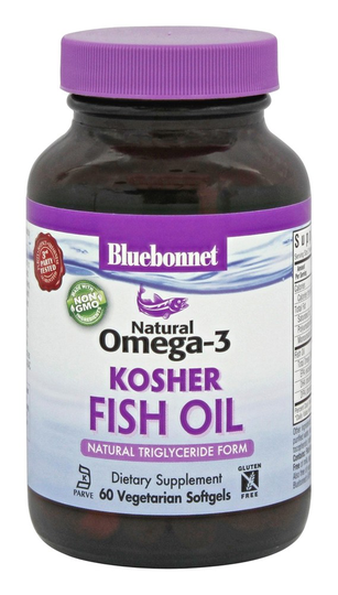 Bluebonnet Nutrition - Natural Omega-3 Kosher Fish Oil - 60 Vegetarian Softgels