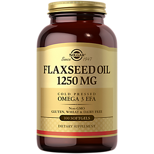 Certified Organic Flaxseed Oil - Cold Pressed - 1,250 MG (100 Softgels)
