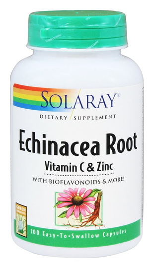 Solaray - Echinacea Root with Vitamin C & Zinc - 100 Capsules