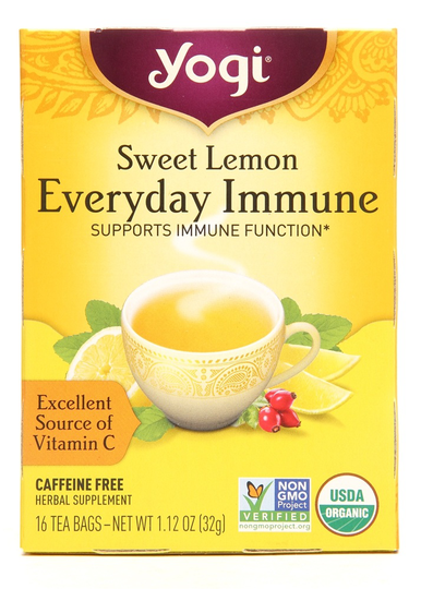 Yogi Tea - Organic Everyday Immune Caffeine-Free Tea Sweet Lemon - 16 Tea Bags