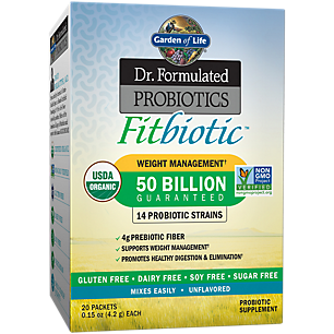 Dr. Formulated Organic Fitbiotic Weight Management Probiotics - 50 Billion CFUs (20 Single Serving Packets)
