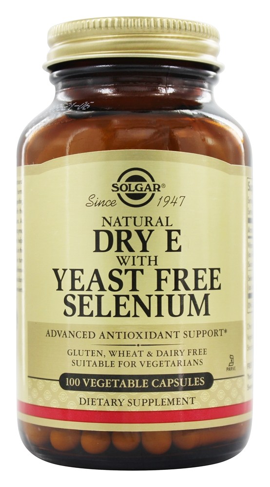 Solgar - Natural Dry E With Yeast Free Selenium - 100 Vegetarian Capsules