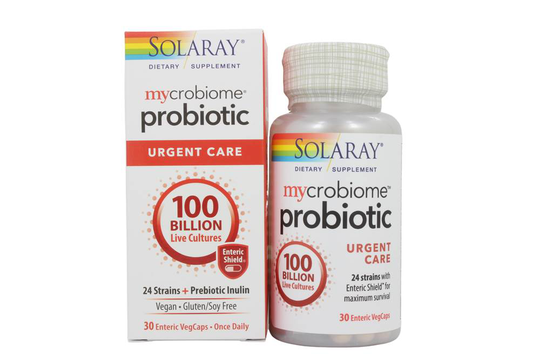Solaray - Mycrobiome Probiotic Prebiotic Inulin Urgent Care 100 Billion CFU - 30 Vegetable Capsule(s)
