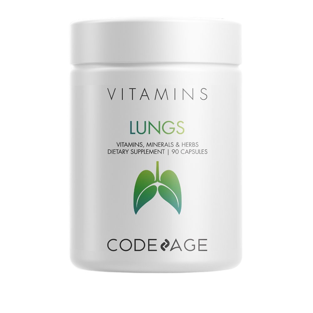 Codeage - Lungs Vitamins A C D E B6 Milk Thistle Zinc & Magnesium Cordyceps Reishi - 90 Capsules