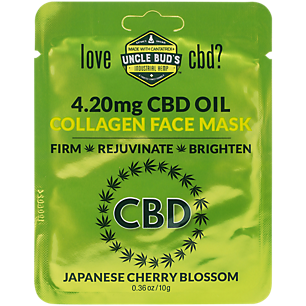 CBD Hemp Extract Collagen Face Mask - 4.20 MG CBD Oil Per Mask - Japanese Cherry Blossom (1 Mask)