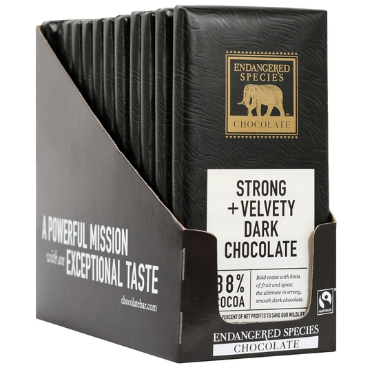Endangered Species - Dark Chocolate Bars Box 88 Cocoa Strong & Velvety - 12 Bars