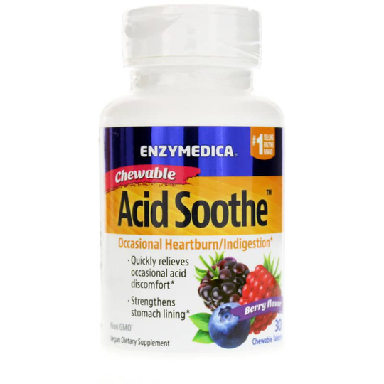 Enzymedica Acid Soothe Chewable Berry Flavor 30 Chewable Tablets