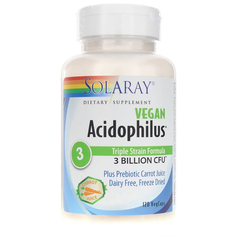 Solaray Acidophilus Vegan Triple Strain Formula 120 Veg Capsules