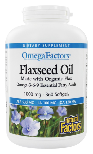 Natural Factors - OmegaFactors Flaxseed Oil Organic 1000 mg. - 360 Softgels