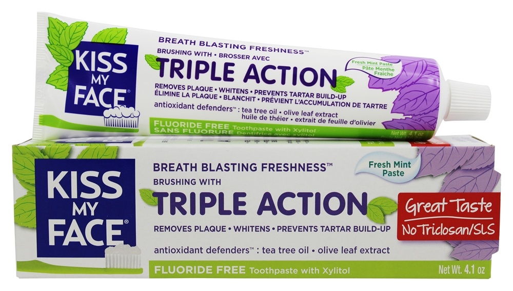 Kiss My Face - Triple Action Toothpaste Fluoride Free Fresh Mint - 4.1 oz.