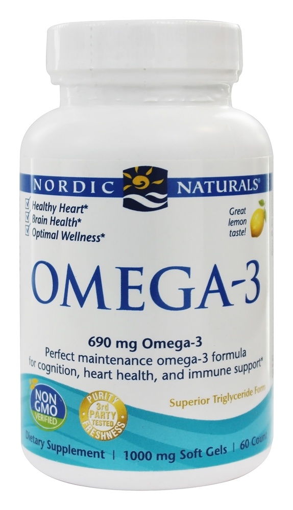 Nordic Naturals - Omega-3 Formula Purified Fish Oil Lemon 690 mg. - 60 Softgels