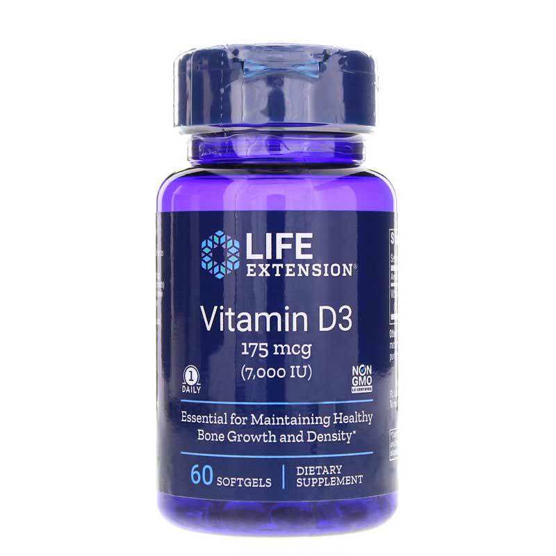 Life Extension Vitamin D3 175 Mcg (7000 IU) 60 Softgels