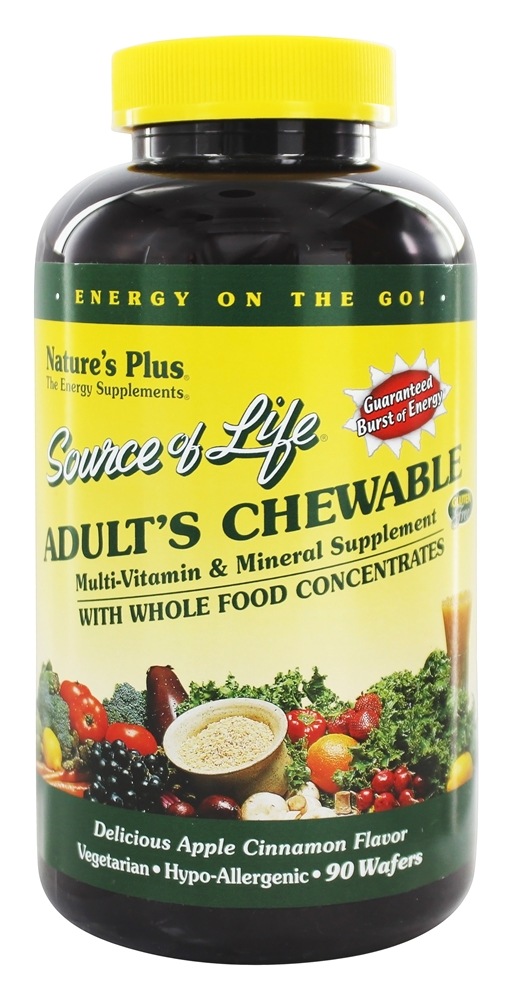 Natures Plus - Source Of Life Adult's Chewable Apple Cinnamon - 90 Wafers