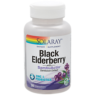 Black Elderberry with SambucActin Sambucus Extract, Zinc + Probiotics (30 Chewables)