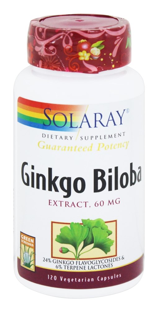 Solaray - Guaranteed Potency Ginkgo Biloba Extract 60 mg. - 120 Vegetarian Capsules
