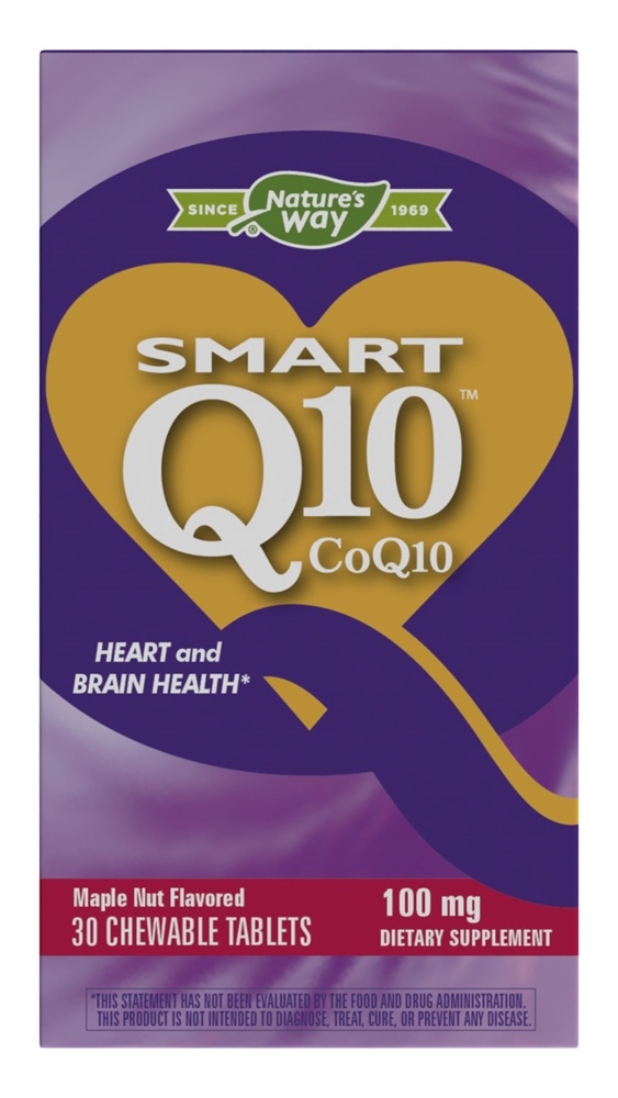 Nature's Way - SMART Q10 CoQ10 Maple Nut Flavor 100 mg. - 30 Chewable Tablets