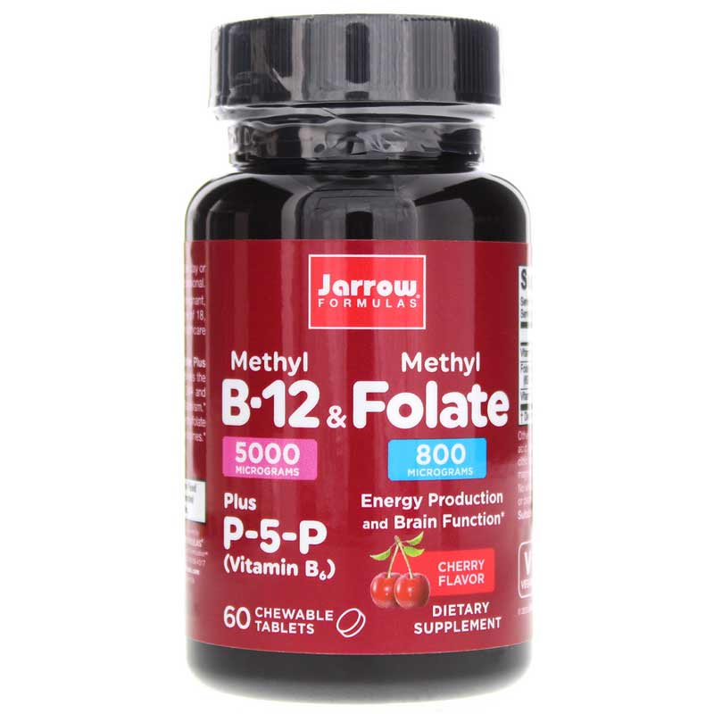 Jarrow Formulas Methyl B-12 & Methyl Folate Cherry 60 Lozenges