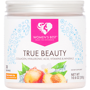True Beauty Collagen Powder with Hyaluronic Acid for Hair, Skin & Nail Support - Peach White Tea (30 Servings)