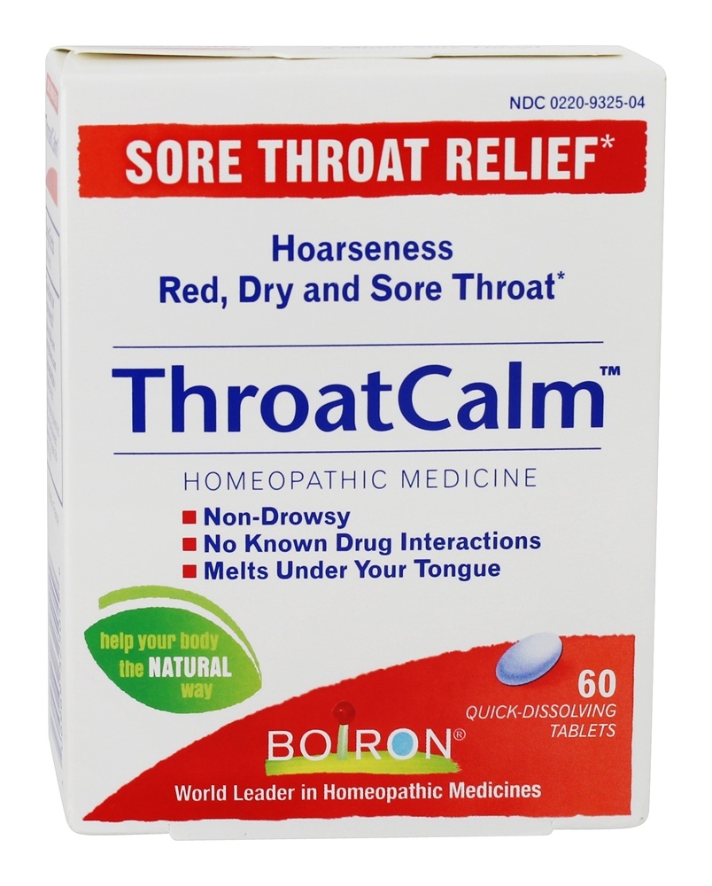 Boiron - ThroatCalm Homeopathic Medicine for Sore Throat Relief - 60 Tablets