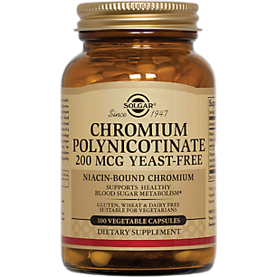 Chromium Polynicotinate - Yeast Free Niacin Bound Chromium - 200 MCG (100 Vegetarian Capsules)