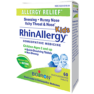 RhinAllergy - Kid's Homeopathic Medicine - Allergy Relief for Sneezing, Runny Nose, Itchy Throat and Nose (60 Tablets)