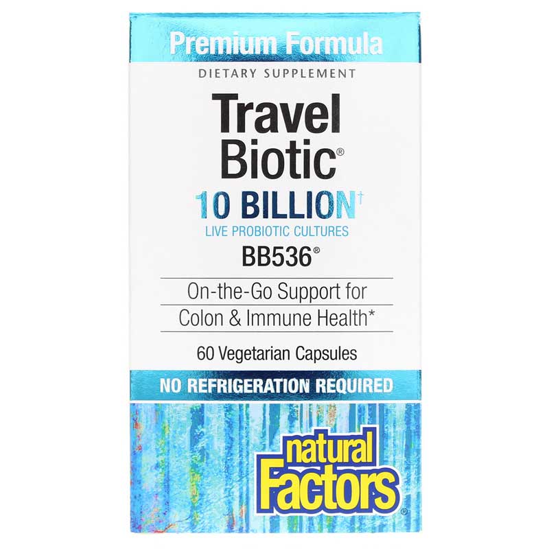 Natural Factors TravelBiotic 10 Billion Active Cells 60 Veg Capsules