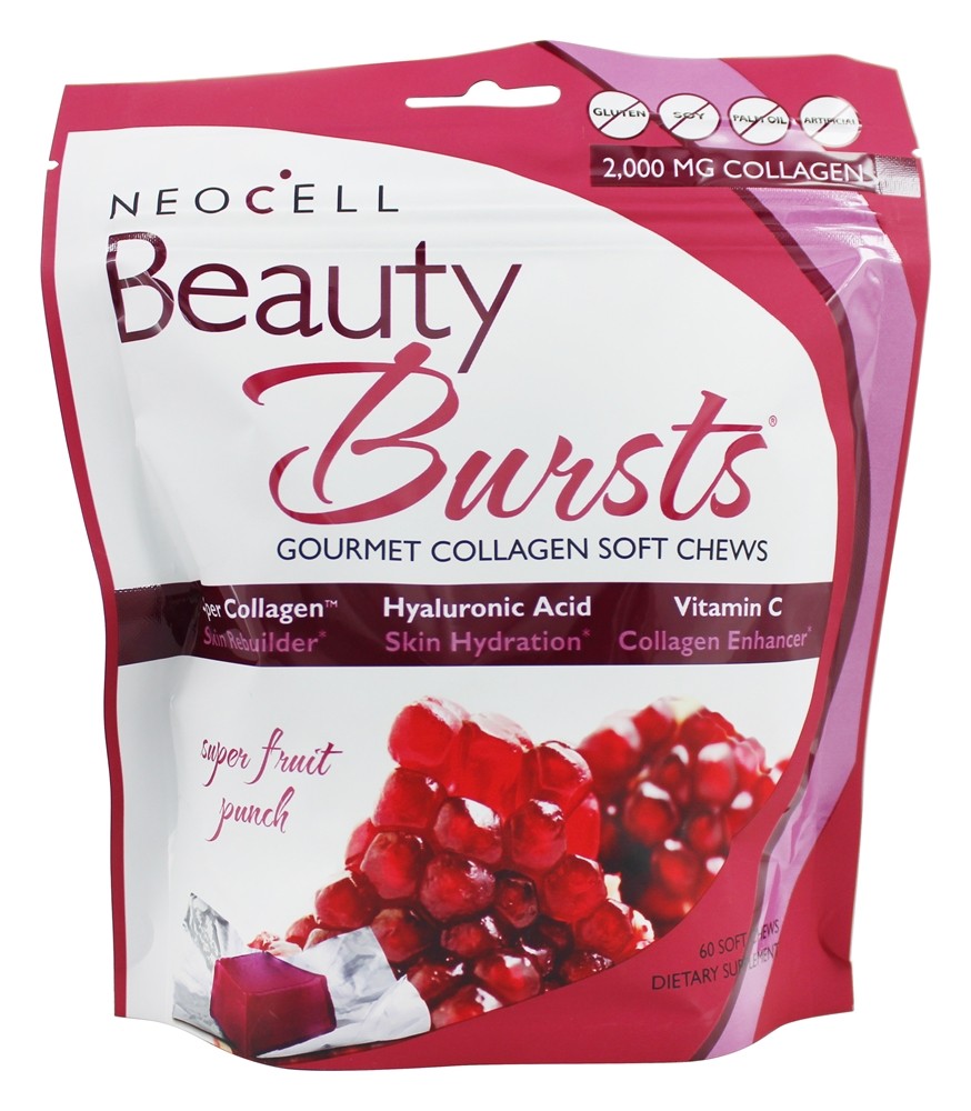 NeoCell - Beauty Bursts Gluten-Free Gourmet Collagen Super Fruit Punch - 60 Soft Chews