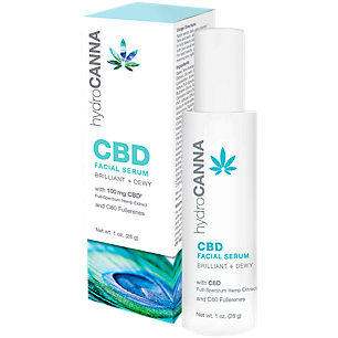 CBD Hemp Extract Facial Serum - Brilliant & Dewy - 100 MG CBD Per Container and c60 Fullereness (1 Ounce)