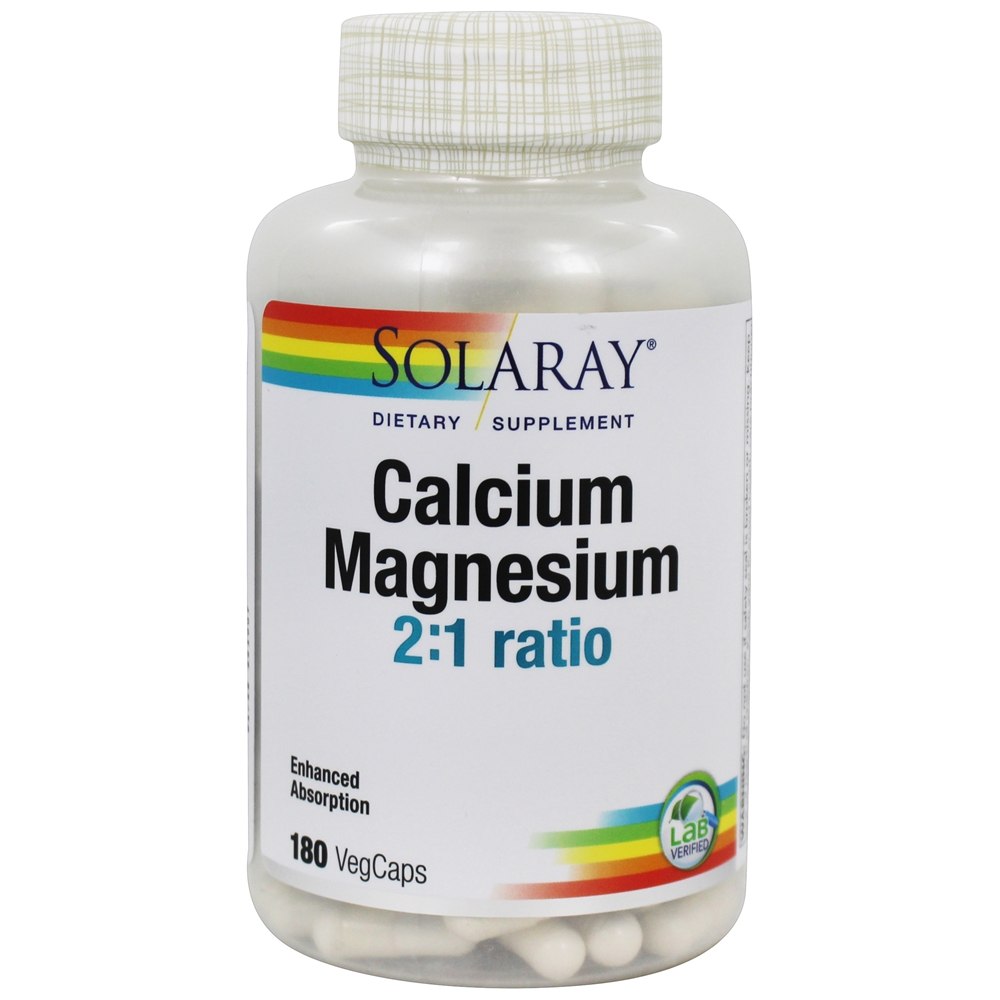Solaray - Calcium And Magnesium - 180 Vegetarian Capsules