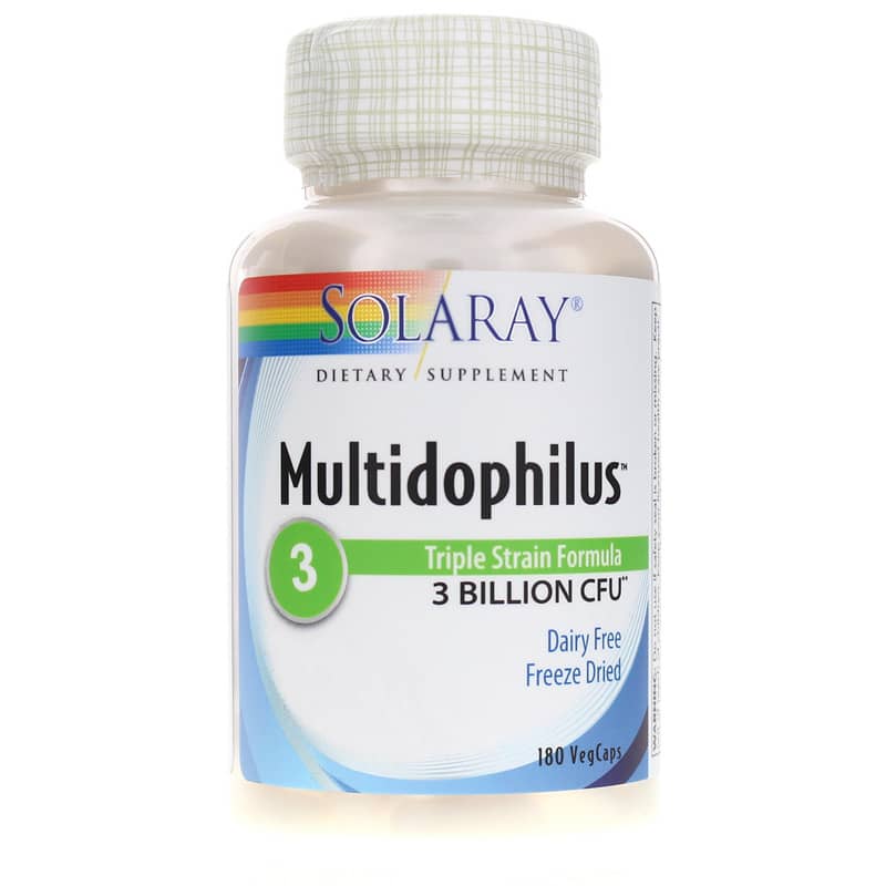 Solaray Multidophilus Triple Strain Formula, 3 Billion CFU 180 Veg Capsules