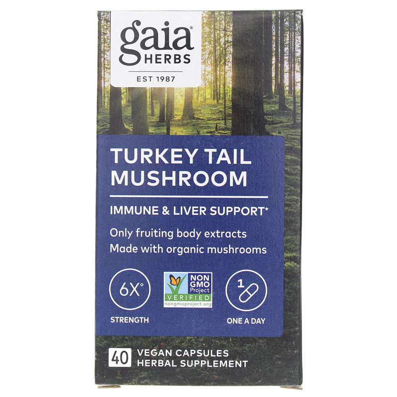 Gaia Herbs Turkey Tail Mushroom Immune & Liver Support 40 Vegan Capsules