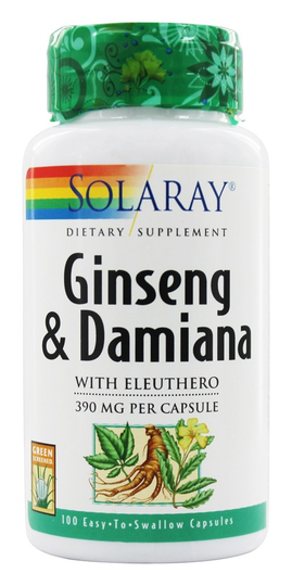 Solaray - Ginseng & Damiana with Eleuthero 390 mg. - 100 Capsules