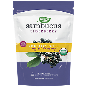 Organic Sambucus Zinc Lozenges - Original Elderberry (24 Lozenges)