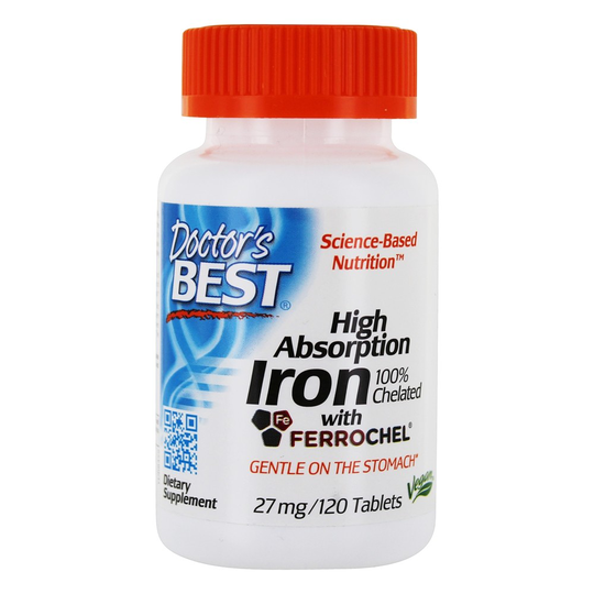 Doctor's Best - High Absorption Iron 100 Chelated with Ferrochel 27 mg. - 120 Tablet(s)