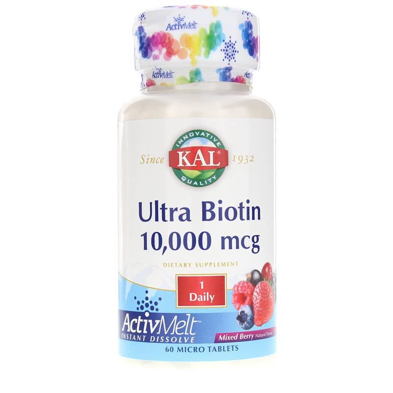 Kal Ultra Biotin 10,000 Mcg ActivMelt Mixed Berry 60 Tablets