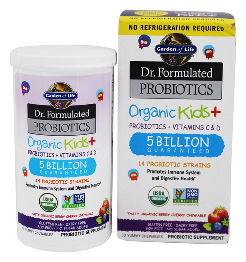 Garden of Life - Dr. Formulated Probiotics Organic Kids Berry Cherry 5 Billion CFU - 30 Chewables