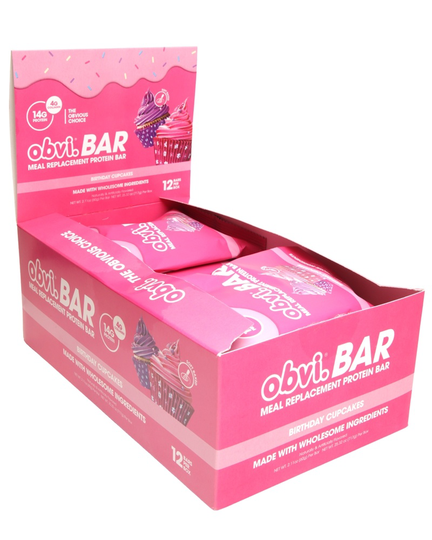 Obvi - Meal Replacement Protein Bars Box Birthday Cupcakes - 12 Bars