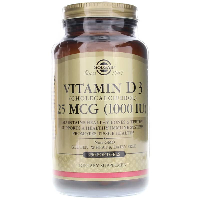Solgar Vitamin D3 25 Mcg (1000 IU) 250 Softgels