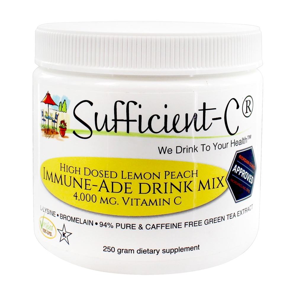 Sufficient-C - High Dosed Vitamin C Lemon Peach Immune-Ade Drink Mix 4000 mg. - 250 Grams