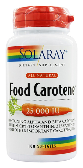 Solaray - Food Carotene All Natural 25000 IU Vitamin A Activity - 100 Softgels
