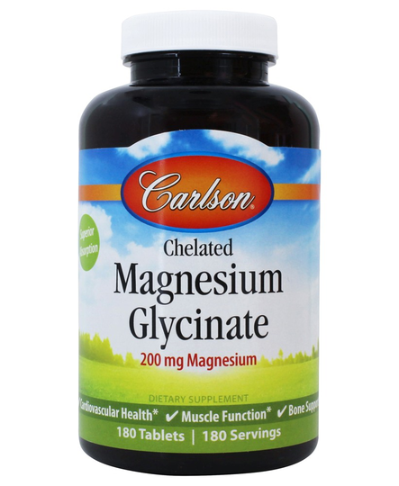 Carlson Labs - Chelated Magnesium Glycinate 200 mg. - 180 Tablets