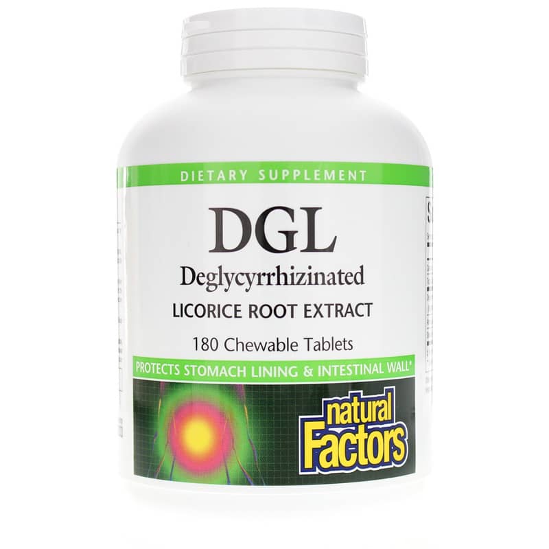 Natural Factors DGL Deglycyrrhizinated Licorice Root Extract Chewable 180 Chewable Tablets