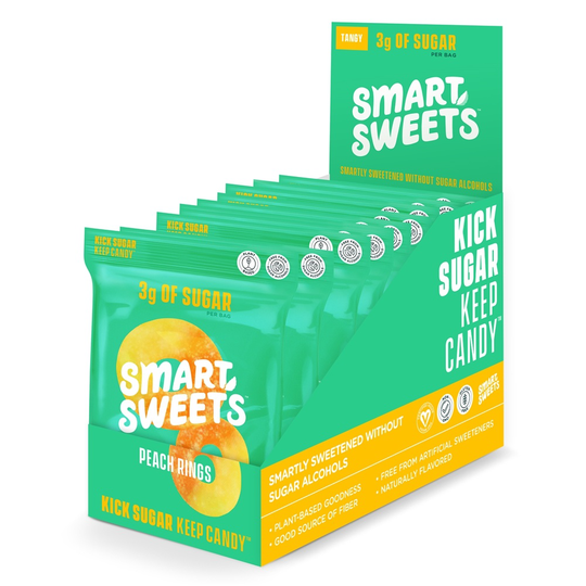 SmartSweets - Tangy Gummy Rings Peach - 12 Bags