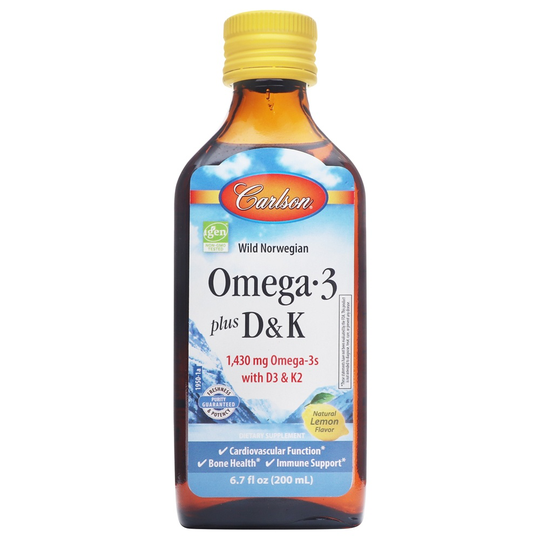 Carlson Labs - Omega-3 D & K Liquid Lemon 1430 mg. - 6.7 fl. oz.