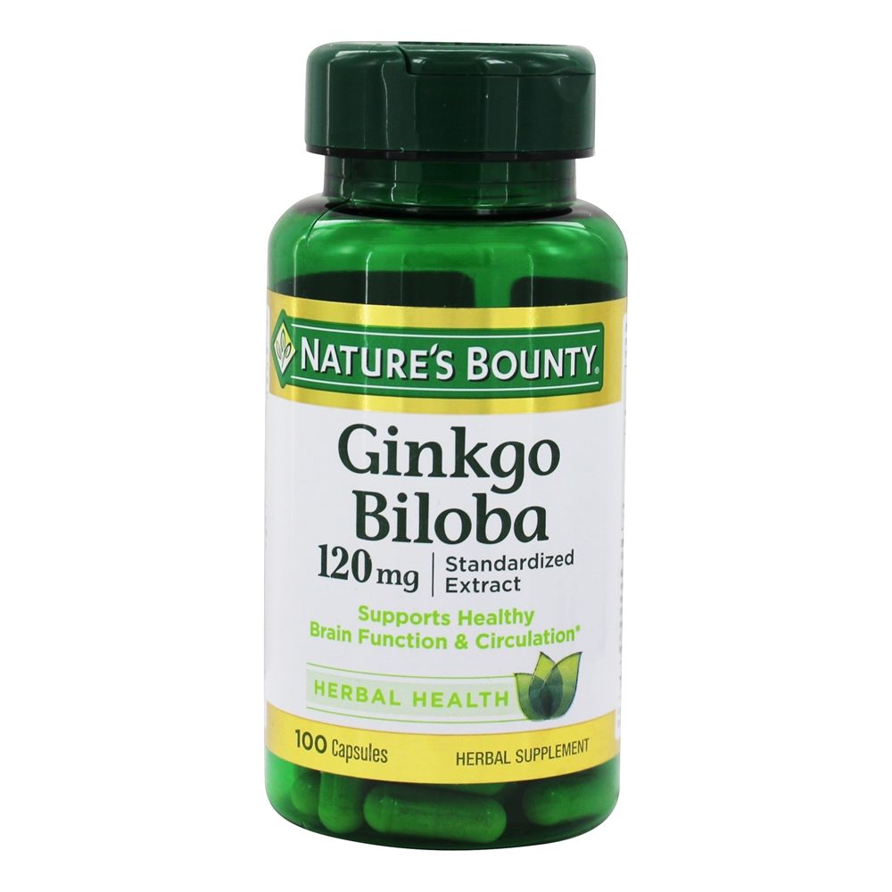 Nature's Bounty - Standardized Extract Ginkgo Biloba for Healthy Brain Function & Circulation 120 mg. - 100 Capsules
