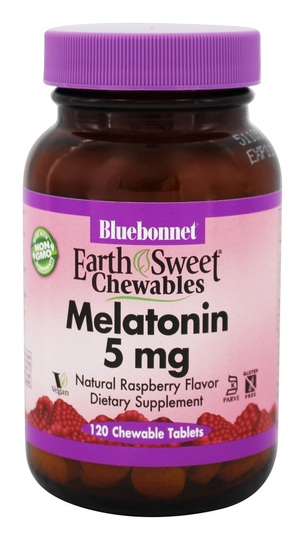 Bluebonnet Nutrition - EarthSweet Chewables Melatonin Natural Raspberry 5 mg. - 120 Chewable Tablets