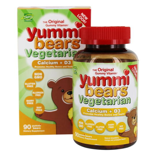 Hero Nutritionals Products - Yummi Bears Children's Vegetarian Calcium Vitamin D3 - 90 Gummies