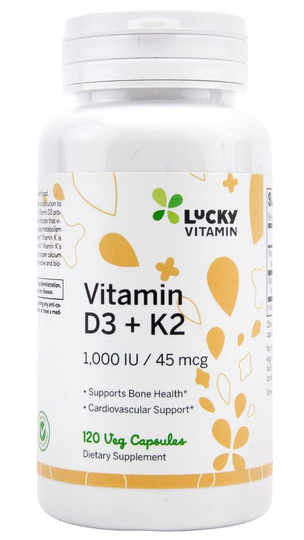 LuckyVitamin - Vitamin D3 & K2 Bone Health Support - 120 Veg Capsules