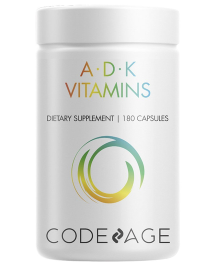 Codeage - ADK Vitamins - Vitamin A 5000 IU Vitamin D3 Vitamin K1 & K2 (MK7 and MK4) - 180 Capsules
