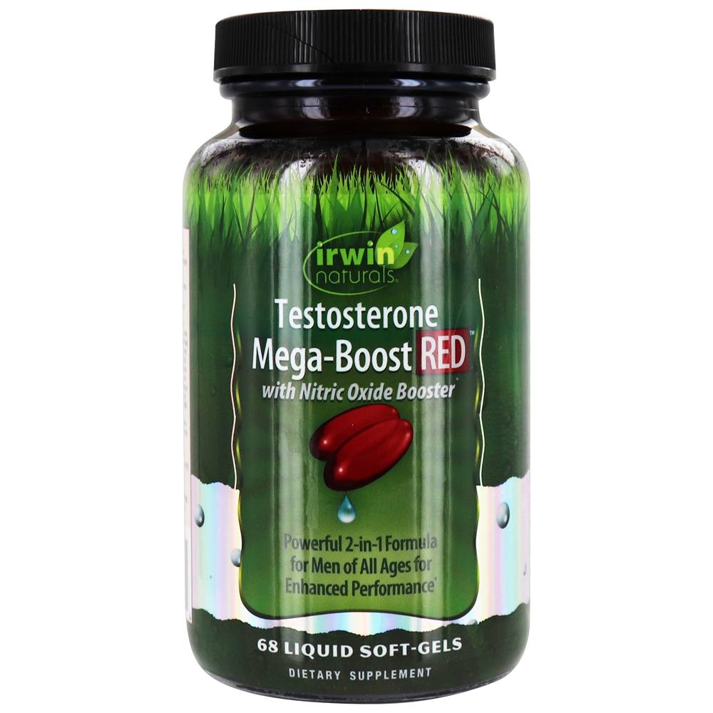 Irwin Naturals - Testosterone Mega-Boost Red with Nitric Oxide Booster - 68 Liquid Softgels
